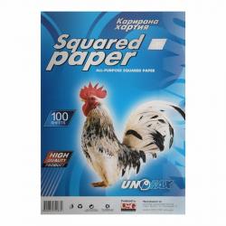 Хартия за принтер Unofax Карирана хартия, A4, вестникарска, 100 листа