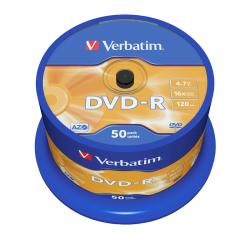 DVD-R Verbatim, 4.7 GB, 16x, AZO покритие, 50 броя в шпиндел