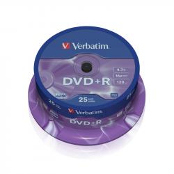 Продукт Verbatim DVD+R, 4.7 GB, 16x, AZO покритие, 25 броя в шпиндел