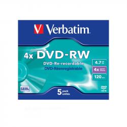 Продукт Verbatim DVD-RW, презаписваем, 4.7 GB, 4x, в кутия