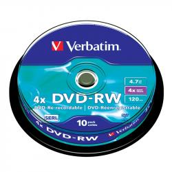 Продукт Verbatim DVD-RW, презаписваем, 4.7 GB, 4x, 10 броя в шпиндел