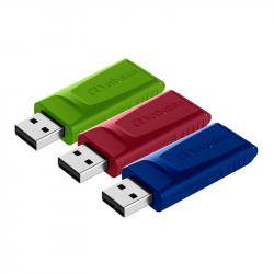 USB флаш памет Verbatim USB флаш памет Slider, USB 2.0, 16GB, 3 броя