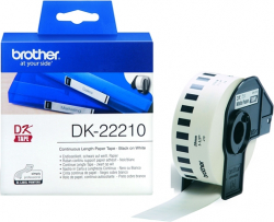 Касета за етикетен принтер Brother Непрекъсната хартиена лента DK22210, 29 mm x 30.48 m, бяла