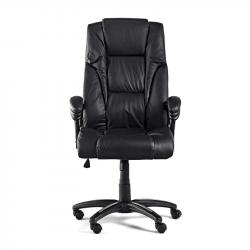Директорски стол Fuego, естествена кожа, Tilt механизъм, до 130 kg, черен