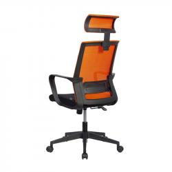 Офис стол Директорски стол RFG Smart HB, дамаска и меш, Tilt механизъм, до 120 kg, черна седалка, оранжева облегалка на най-ниска цени