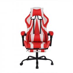Геймърски стол RFG Max Game, екокожа, червен и бял