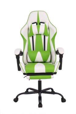 Геймърски стол RFG Геймърски стол Max Game, екокожа, бял и зелен