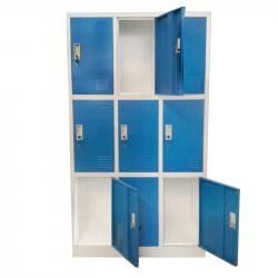 RFG Гардероб, метален, троен, с девет клетки, 90 x 45 x 185 cm, сив корпус