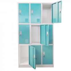 RFG Гардероб, метален, троен, с девет клетки, 90 x 45 x 185 cm, сив корпус