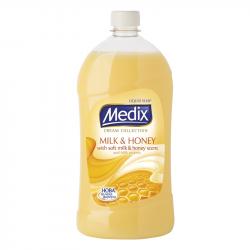Почистващ продукт Medix Течен сапун Cream Milk & Honey, пълнител, 800 ml, оранжев