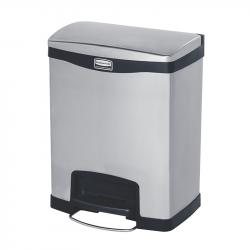 Продукт Rubbermaid Кош Slim Jim Front, метален, 30 L, бял