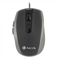 Мишка NGS Tick, с кабел, 6 бутона, цвят сребро
