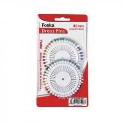 Канцеларски продукт Foska Карфици, цветни, 38 mm, 80 броя