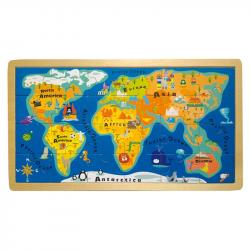 Продукт Small Foot Пъзел Карта на света, дървен, 24 части, 40 х 22 х 1 cm
