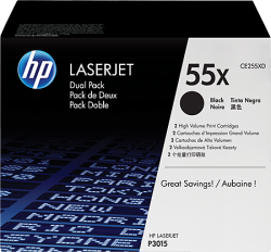 Тонер за лазерен принтер HP 55X, 12.500 страници, Черен, Оригинална, 2 броя