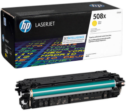 Тонер за лазерен принтер HP 508X оригинален, за HP Color LaserJet Enterprise M553, 9500 копия, жълт цвят