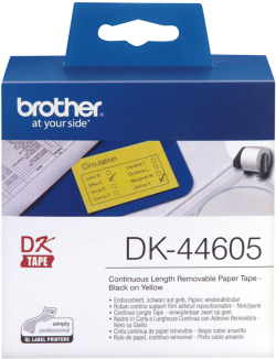 Касета за етикетен принтер BROTHER DK44605 Brother szalagcimke, nem tapad, 62mm, sarga