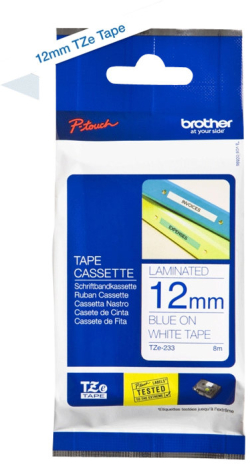 Касета за етикетен принтер BROTHER P-Touch TZE-233 blue on white 12mm