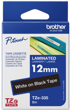 Касета за етикетен принтер BROTHER P-Touch TZE-335 white on black 12mm