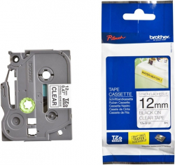 Касета за етикетен принтер BROTHER TZES131 12mm BLACK ON CLEAR ADHESIVE TAPE