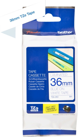 Касета за етикетен принтер Brother TZe-263, за Brother PT-H110/P-Touch R RL-700S, ширина 36 мм