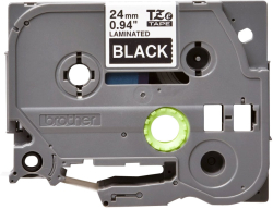 Касета за етикетен принтер Brother TZE-355, за Brother PT-D600/PT-1500pc, ширина 24мм, бял на черен фон
