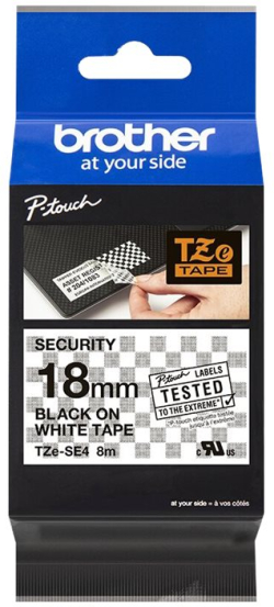 Касета за етикетен принтер BROTHER P-Touch TZE-SE4 black on security white textile 18