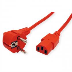 Кабел/адаптер ROLINE 19.08.1010 :: Захранващ кабел, прав IEC конектор, червен цвят, 1.8 м