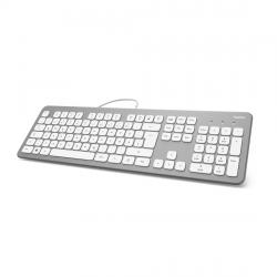 Клавиатура Клавиатура безшумна HAMA KC-700, с кабел, USB, кирилизирана, Сребрист-Бял