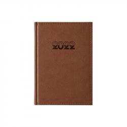 Календар-бележник Европа, с дати, A5, кожена подвързия, кафяв