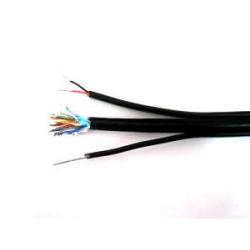 Инсталационен LAN кабел  LFTP/M Cat5e 24AWG Cu + 2x0,50mm CU захранващи проводници, макара 305m
