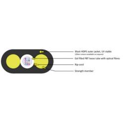 FTTH плосък кабел 12 влакна с FRP 2x1.80mm - 2000 метра