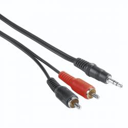 Кабел/адаптер Аудио кабел HAMA, 3,5 mm жак мъжко - 2 x Чинч мъжко, 2м, Черен