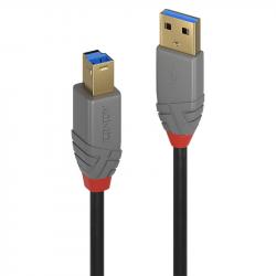 LINDY LNY-36742 :: USB 3.0 кабел, Anthra Line, Type A-B, M-M, черен, 2.0 м