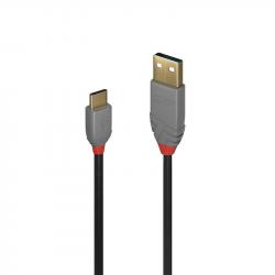 LINDY LNY-36885 :: USB 2.0 кабел, Anthra Line, Type C-A, M-M, черен, 0.5 м