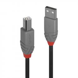 LINDY LNY-36674 :: USB 2.0 кабел, Anthra Line, Type A-B, M-M, черен, 3.0 м