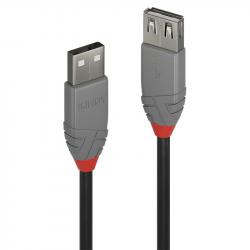 Кабел/адаптер LINDY LNY-36705 :: USB 2.0 кабел, Anthra Line, Type A-А, M-F, удължителен, 5.0 м