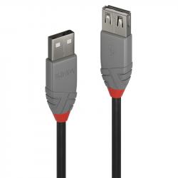 Кабел/адаптер LINDY LNY-36701 :: USB 2.0 кабел, Anthra Line, Type A-А, M-F, удължителен, 0.5 м