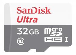 SD/флаш карта SANDISK Ultra microSDHC UHS-I, 32GB, Class 10, 80Mb-s, Адаптер