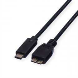 Кабел/адаптер ROLINE 11.02.9006 :: USB 3.2 Gen 1 кабел, C-Micro B, M-M, черен цвят, 1.0 м