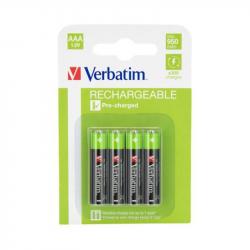 Батерия Verbatim Акумулаторна батерия, AAA, HR03, 950 mAh, 4 броя