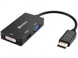 Кабел/адаптер Sandberg SNB-509-11:: Комбиниран адаптер DP към HDMI+DVI+VGA