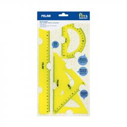 Канцеларски продукт Milan Чертожен комплект Acid Flex & Resistant, 4 части, жълт