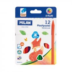 Канцеларски продукт Milan Пастели Triangular, 12 цвята