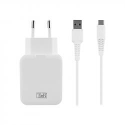 Принадлежност за смартфон TNB Зарядно за телефон, 2.4 A, USB-C кабел, бял