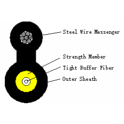 Инсталационен оптичен кабел FTTH 1F + M round стоманен носач 1,20mm многожилен, една туба, G657A1,LSZH, 1km