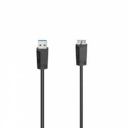 Кабел HAMA, USB 3.0 A мъжко - USB 3.0 Micro-B мъжко, 1.5 м, 5Gbit-s, Черен