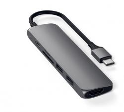 Кабел/адаптер Satechi TYPE-C Slim Multimedia Adapter V2, USB-C port, micro-SD card reader