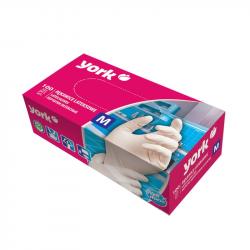 Почистващ продукт Ръкавици York, латексови, с пудра, M, 100 броя на най-ниска цени