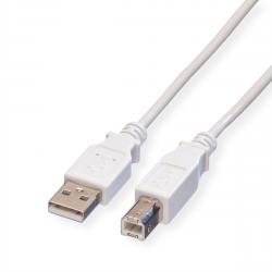 Кабел/адаптер VALUE 11.99.8831 :: USB 2.0 кабел, A - B, M-M, бял цвят, 3.0 м